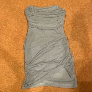 Light Blue Bustier Mesh Mini Dress